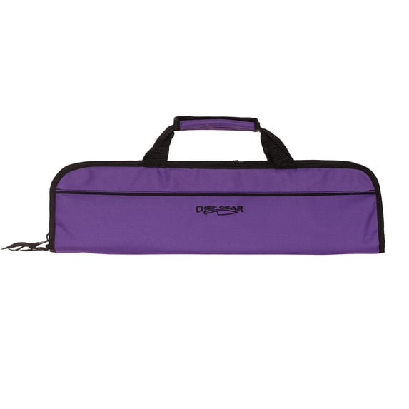 Ergo Chef 5 Pocket Padded Chef Knife Case Roll, Heavy Nylon/Polyester with Handle - Purple