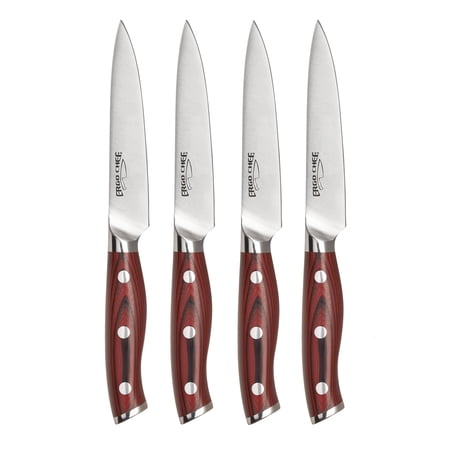Ergo Chef Crimson Series 4pc Steak Knife Set German Stainless Steel w/ G10 Handles