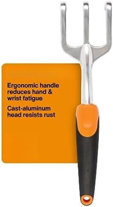 Ergo Cultivator for Digging, Aerating Soil, and Weeding, Heavy Duty Garden Tool with Hanging Hole