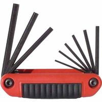 Ergo-Fold Hex Key Set, 9 Piece, Medium Handle, Inch, Black Oxide, Sold As 1 Set