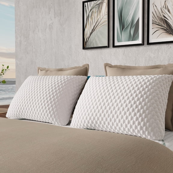 Ergo-Pedic ZenCloud With CopperCell Cooling And Calming Shredded Gel Memory Foam Pillow, King 2 Pack, Adjustable With Extra Fill