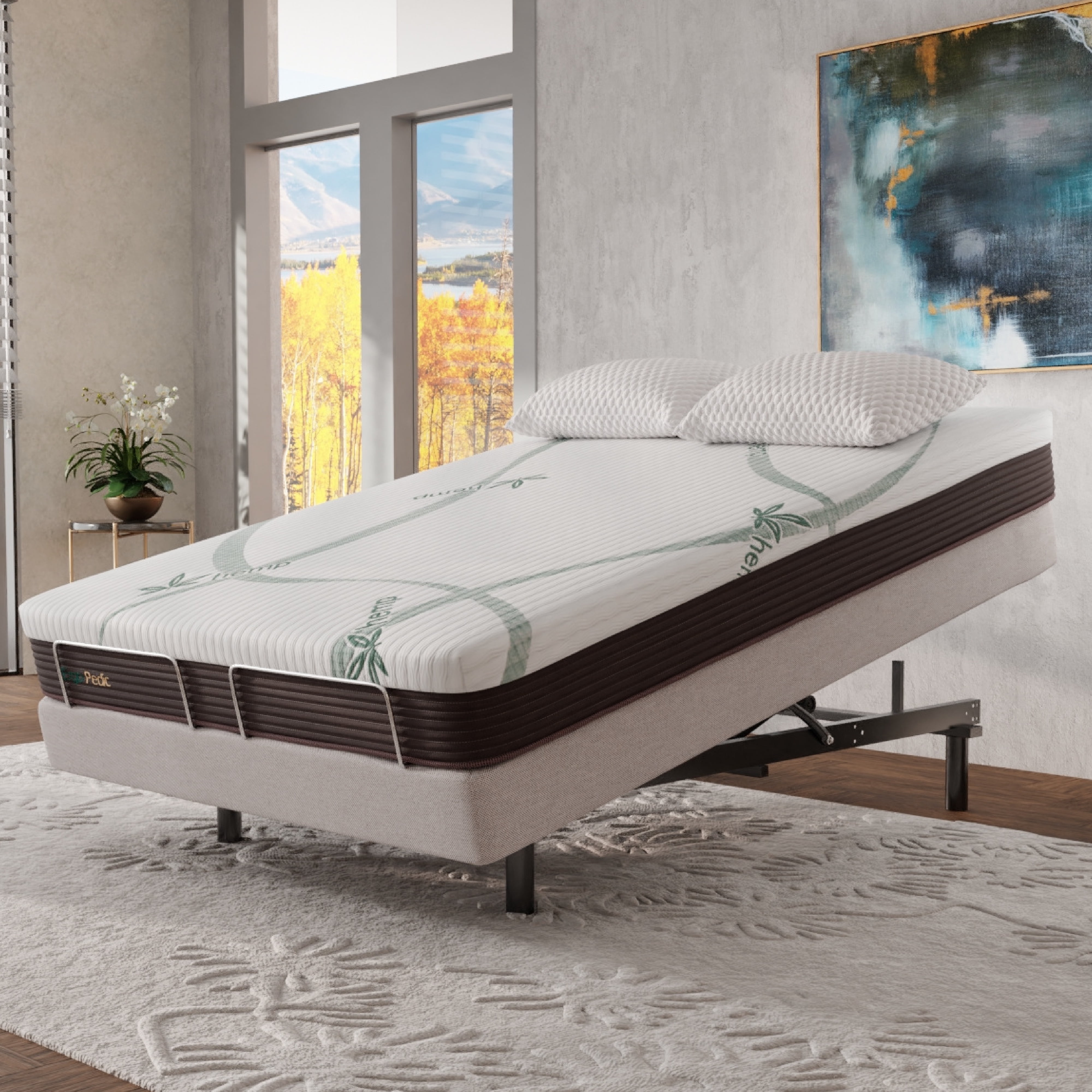 Split California King Adjustable Bed with Massage and Slats