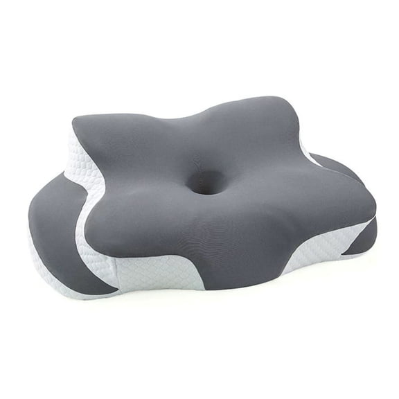 Ergo Pillow for Sleep Apnea, Neck Pain, and Snoring Relief | Cervical Neck Pillow for Side Sleepers | Orthopedic Memory Foam with Ergonomic Support （Gray）