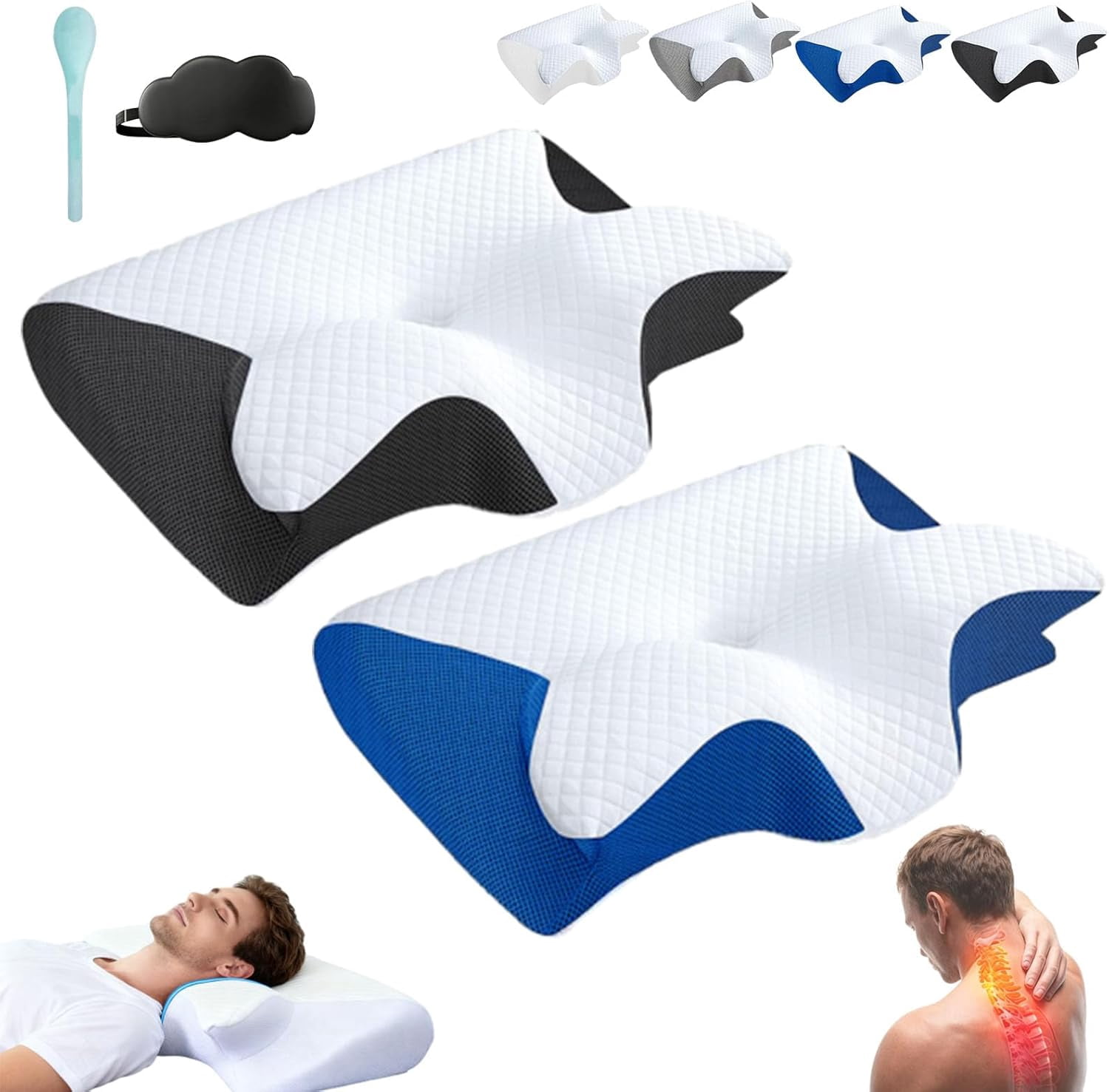 Ergo Z Pillow, 2026 Upgraded Lightweight Memory Foam 2 in 1 Ergonomic Pillow, Relieve Spine Improves Deep Sleep Quality for Side & Back Sleepers (Gray)
