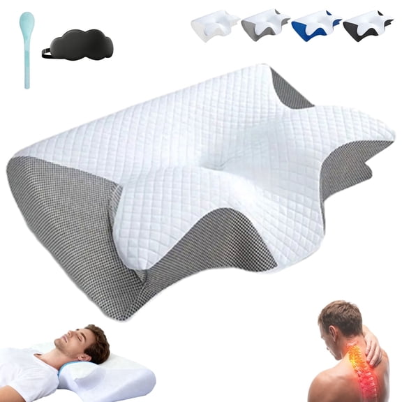 2026 Upgraded Lightweight Memory Foam 2 in 1 Ergonomic Pillow, Relieve Spine Improves Deep Sleep Quality for Side & Back Sleepers
