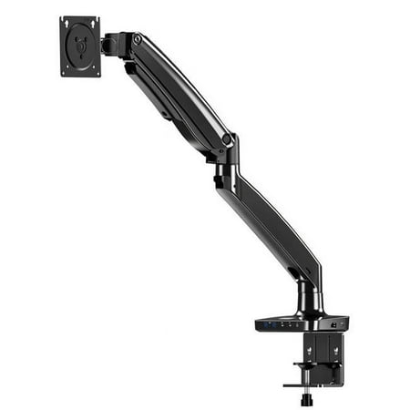 ErgoAV - Single Monitor Desk Mount with Docking Station for Monitors up to 34" - Black