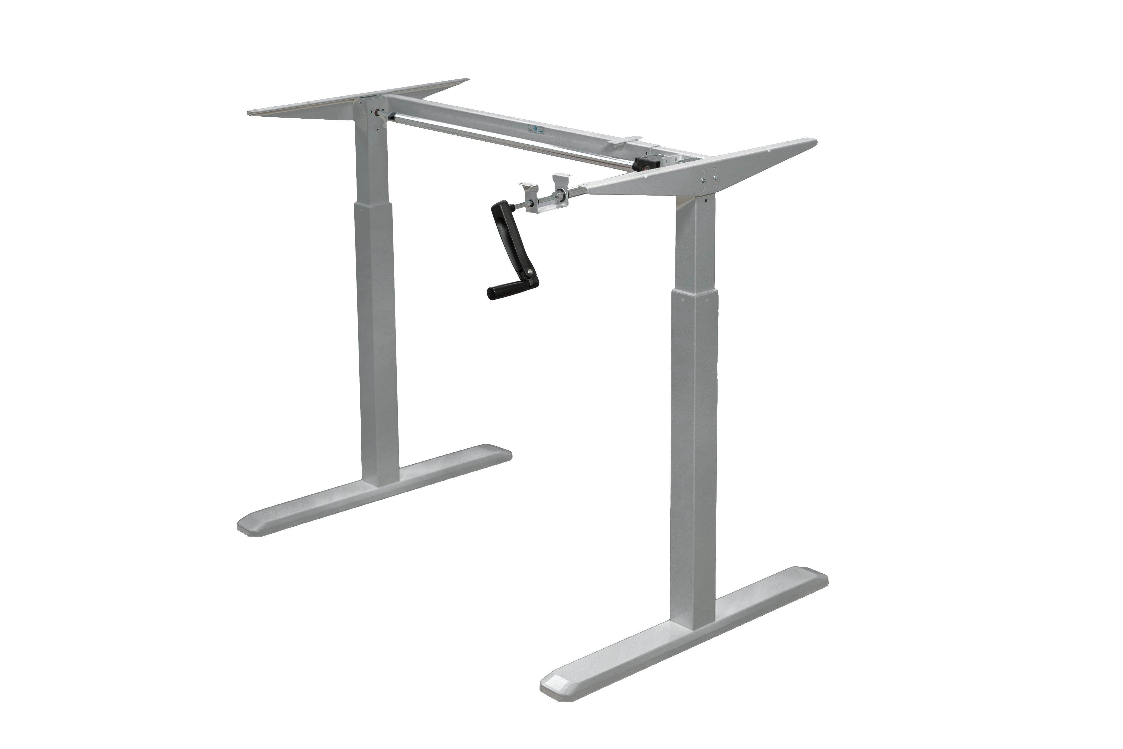 Gray Adjustable Height Crank Standing Desk Frame