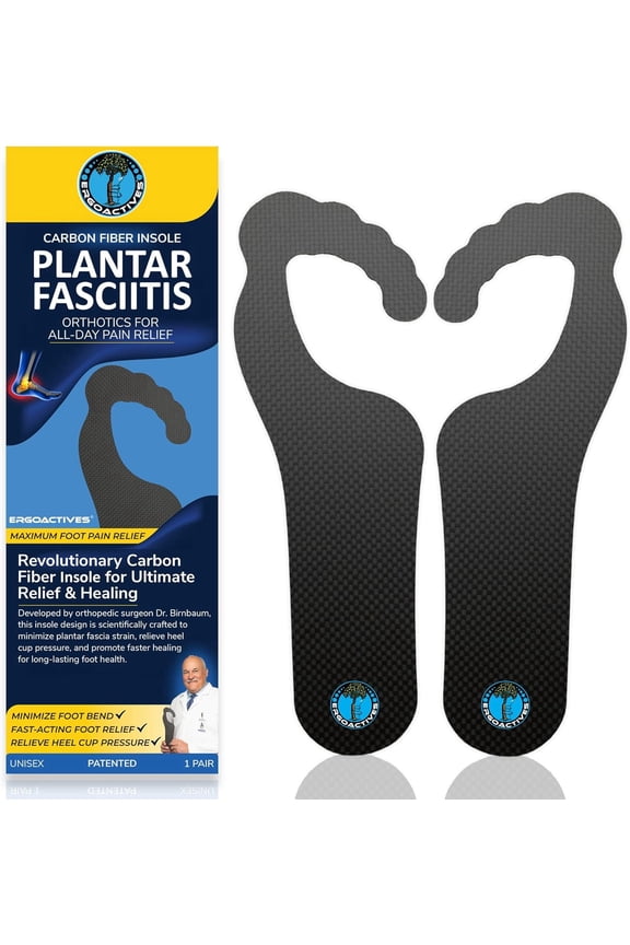 Ergo Carbon Fiber Insole Specialized For Plantar Fasciitis - Hallux Rigidus, Sesamoid Fractures -Flat Feet -Mortons Relief- Stiff Foot Plate- Shoe Insert (1 Pair-2 units-Women 9)