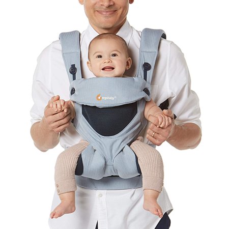 Ergobaby 360 All-Position Baby Carrier with Lumbar Support ( Pounds), Chambray, Cool Air Mesh Chambray Cool Air Mesh