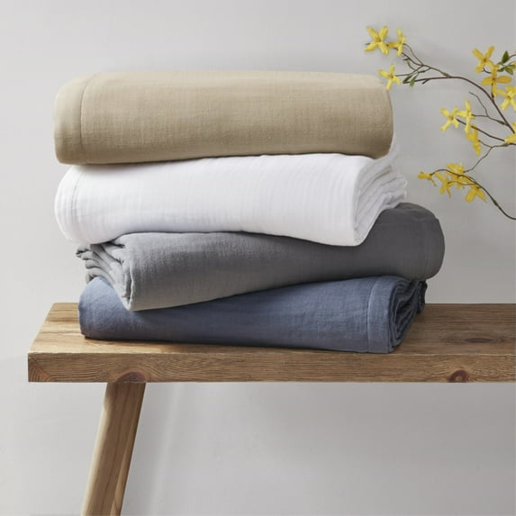 100% Cotton Lightweight Gauze Blanket Soft Blue Cotton Comfort for All Seasons, Perfect for Baby, Bed, or Couch Breathable, Cozy & Versatile Home Essential