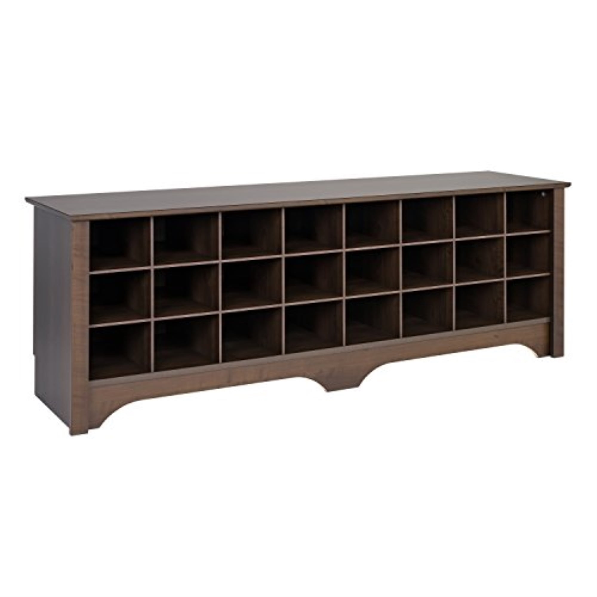 Espresso Entryway Shoe Cubby Bench with 24 Storage Compartments