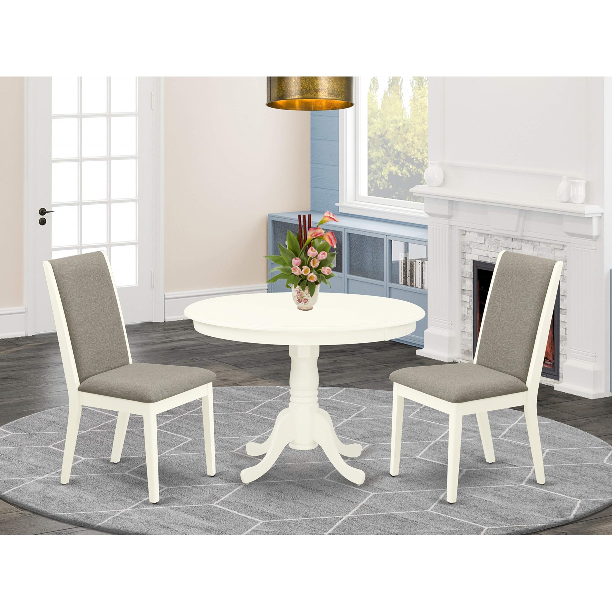 Ergode 3-Piece Kitchen Table Set | Round Dining Table & 2 Parsons ...