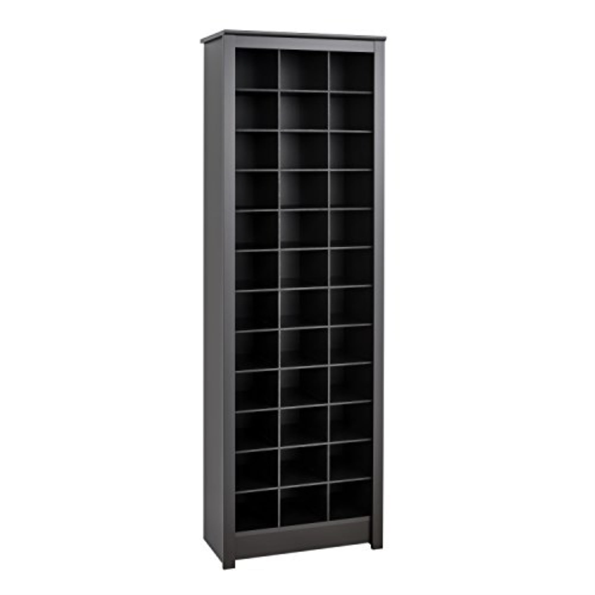 Black Tall Stackable Wood Shoe Rack with 36 Cubbies