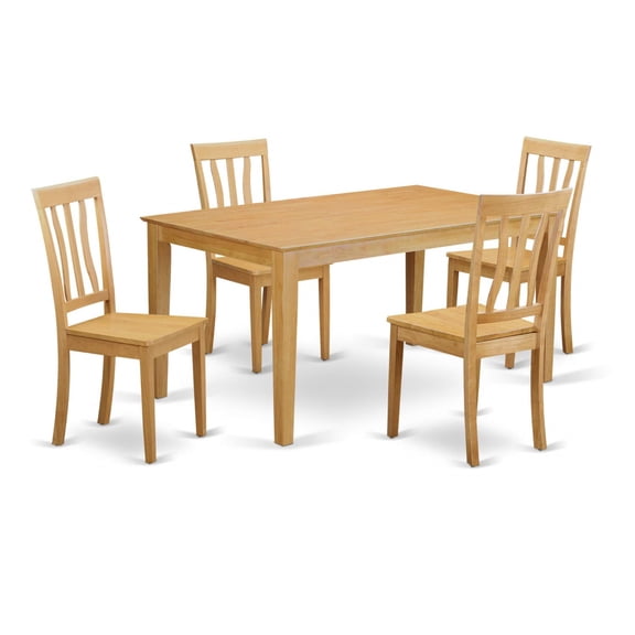 Ergode 5 Piece Kitchen Nook Table Set, Rectangle Wooden Table & 4 Dining Chairs, Asian Rubber Wood, Easy Assembly & Cleaning, Dimensions: 60x36x29 Table, 20x18x38.5 Chairs