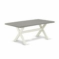 thumbnail image 1 of Ergode 6-Pc Dinette Set - 4 Kitchen Parson Chairs, Linen Fabric Seat, Button Tufted Back - Rectangular Top, Wooden Cross Legs Table, Kitchen Bench - Cement & Linen White Finish, 1 of 2