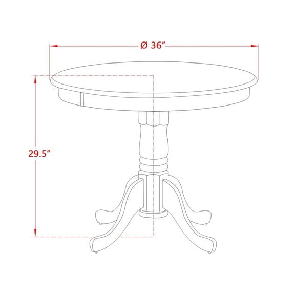 Ergode AMT-NBK-TP, Antique Wood Kitchen Table, Round Pedestal Style, Wood Texture Color, Black Legs, 36x36 Inch