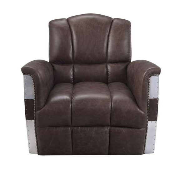 Ergode Accent Chair Retro Brown Top Grain Leather & Aluminum