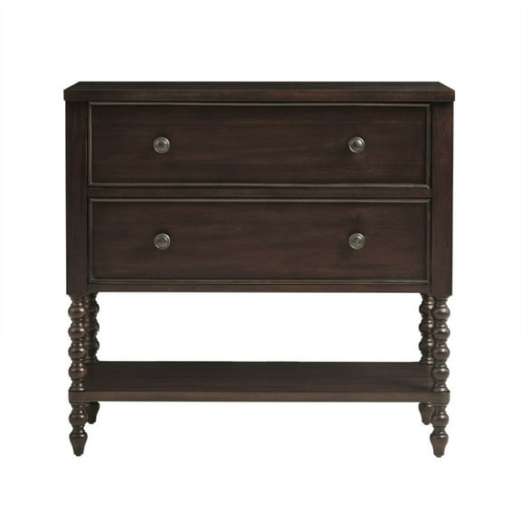 Ergode Accent Chest - Dark Morocco Finish | Double Drawer & Spacious Lower Shelf | Turned Solid Wood Legs | Farmhouse Design | Easy Assembly | Stylish & Functional Storage Solution