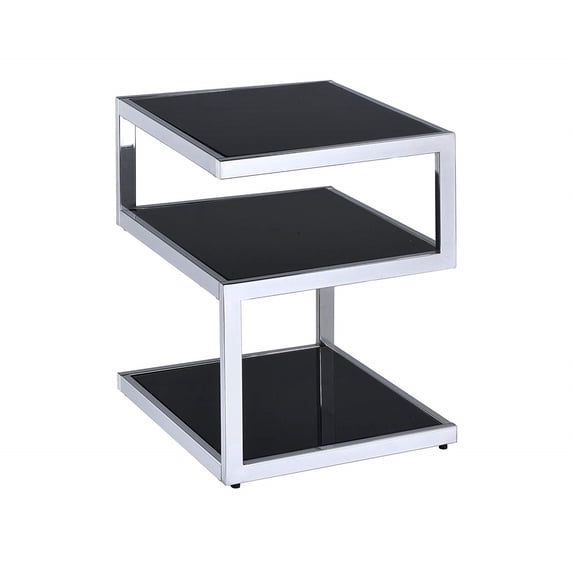 Ergode Accent Table Chrome & Black Glass