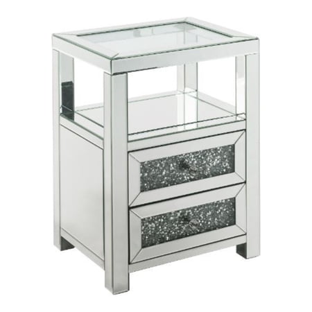 Ergode Accent Table Clear Glass, Mirrored & Faux Diamonds