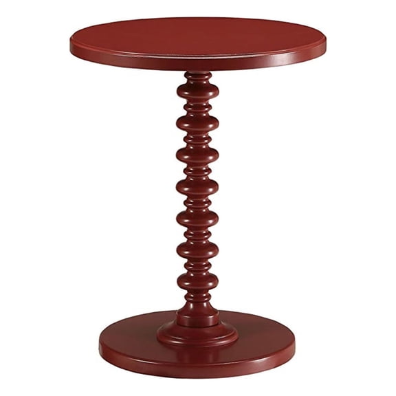 Ergode Round Accent Table  Red Pedestal Side Table with Turned Base  Compact & Stylish End Table for Living Room or Bedroom