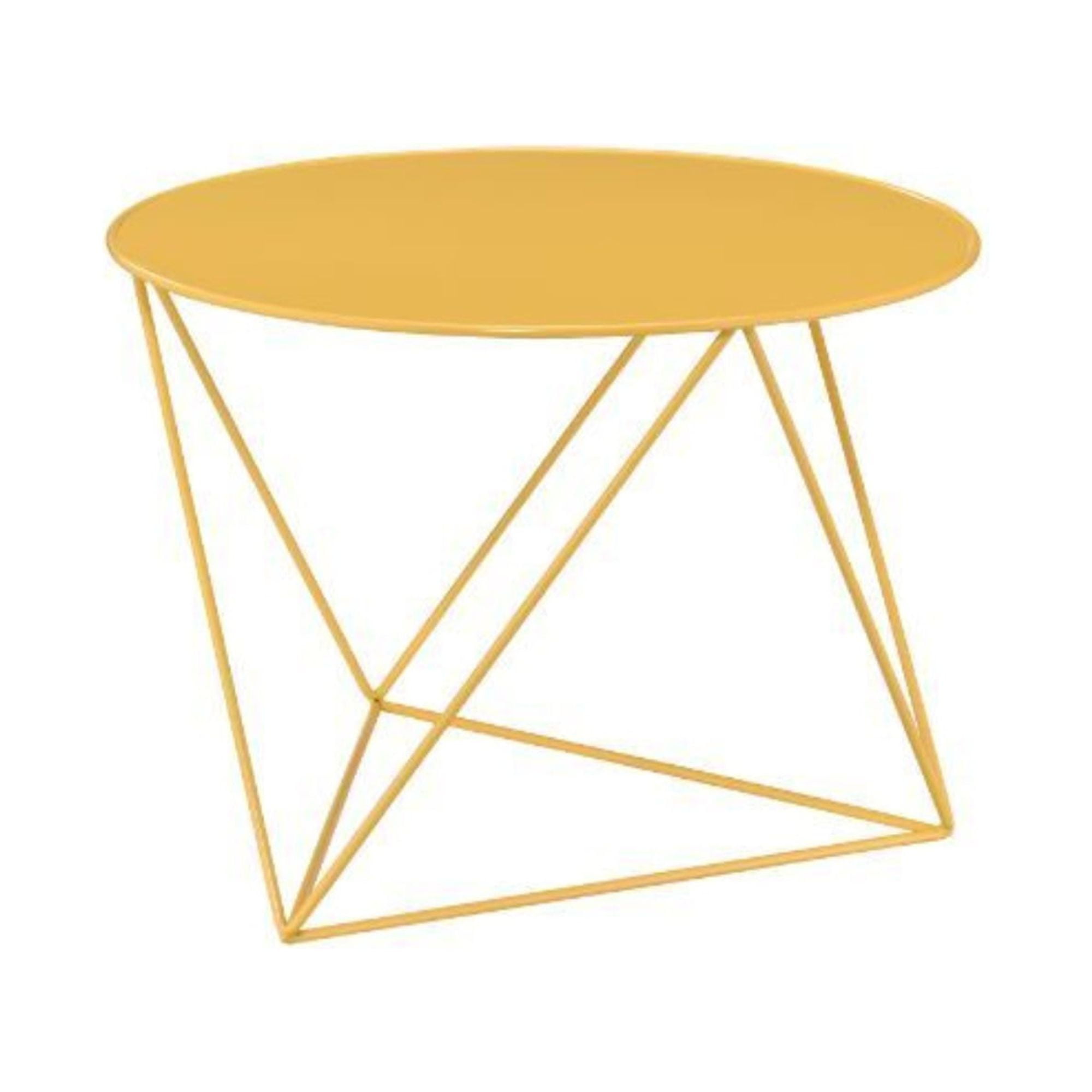 27" Yellow Metal Geometric Round Accent Table