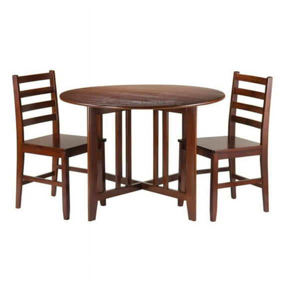 Ergode Alamo 3-Pc Round Drop Leaf Table with 2 Hamilton Ladder Back Chairs