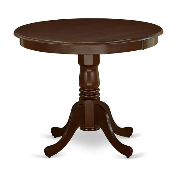 Ergode Antique Wood Table - Round Pedestal Style, Mahogany Finish, Asian Solid Wood, Durable & Elegant, 36" Diameter