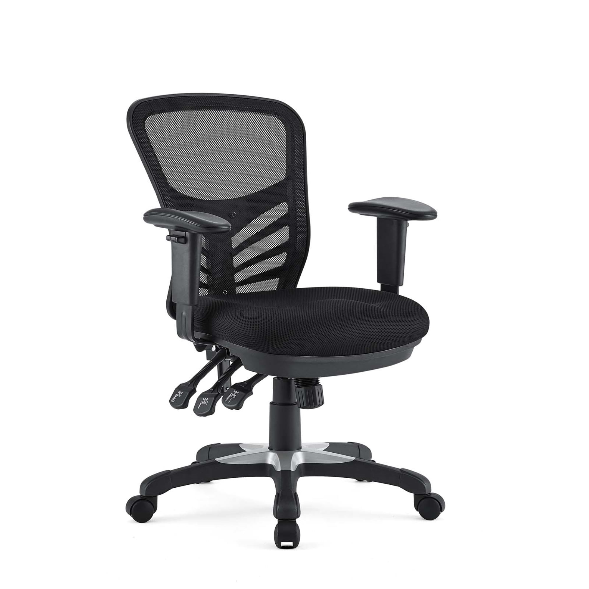Black Mesh and Vinyl Ergonomic Swivel Office Chair
