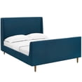 thumbnail image 1 of Ergode Aubree Queen Upholstered Fabric Sleigh Platform Bed - Azure, 1 of 5