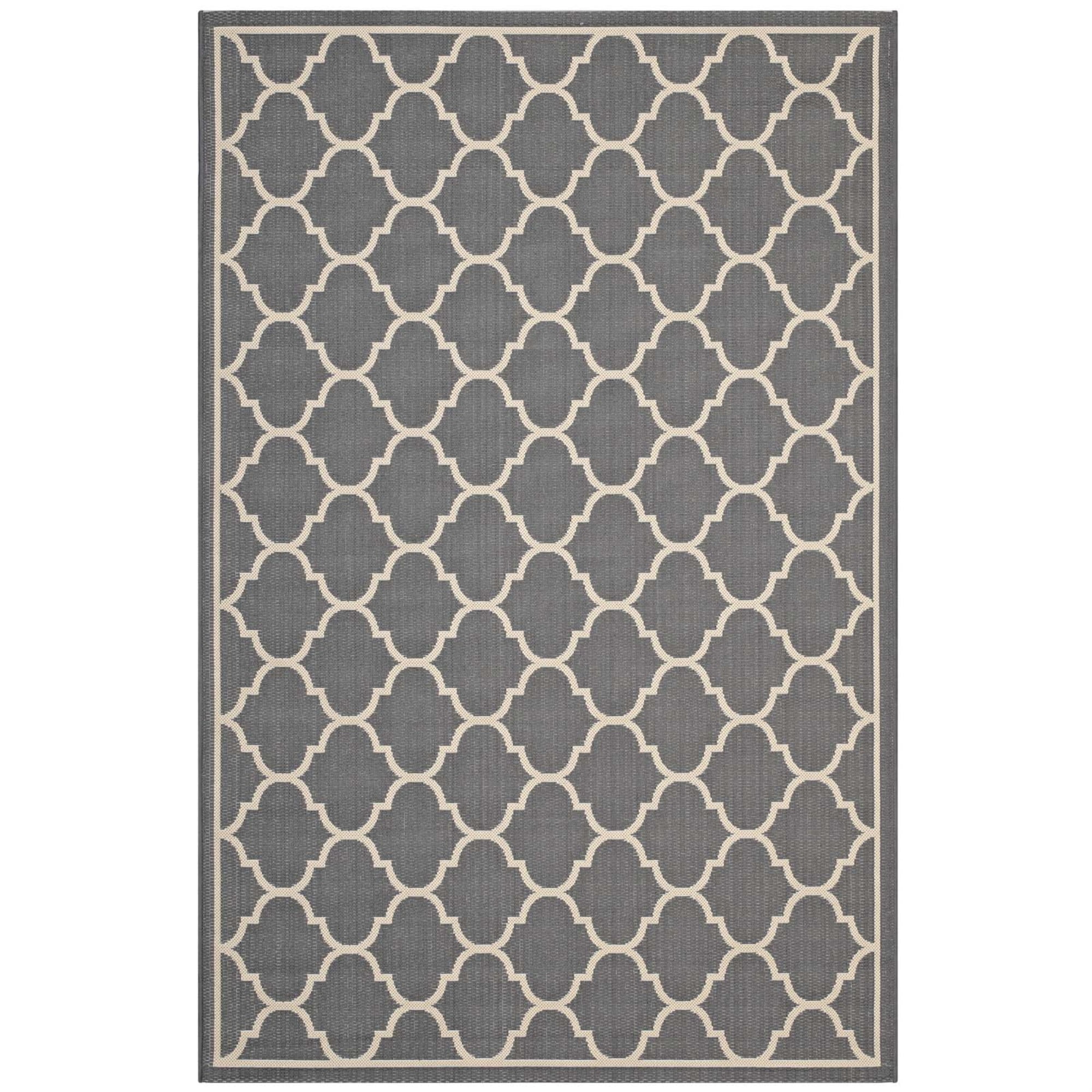 Avena Moroccan Quatrefoil 5x8 Gray and Beige Trellis Area Rug