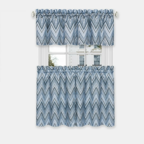 Ergode Avery Window Curtain Tier Pair and Valance Set - 58x24 - Ice Blue