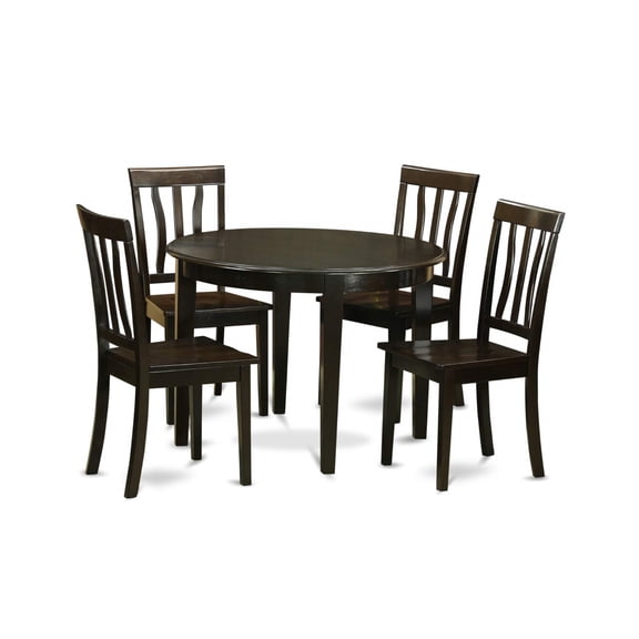 Ergode BOAN5-CAP-W, Wooden Dining Set, 5-Piece, High-Quality Asian Wood, Elegant Design, Easy Assembly, Adjustable Placement, Includes 4 Chairs & 1 Table