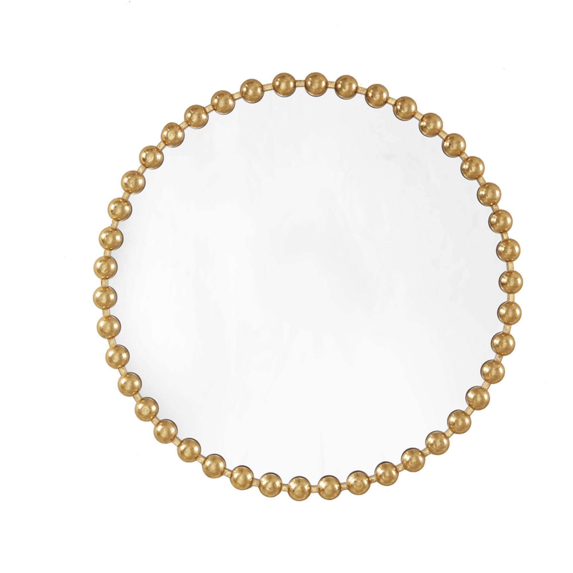 36" Round Gold Beaded Metal Wall Mirror