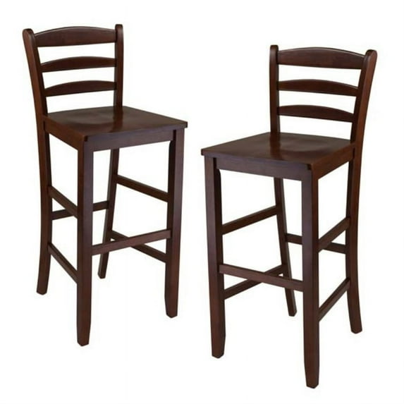 Ergode Benjamin Ladder-back Bar Stools, 2-Pc Set, Walnut