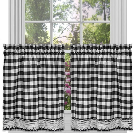 Ergode Buffalo Check Window Curtain Tier Pair - 58x36 - Black