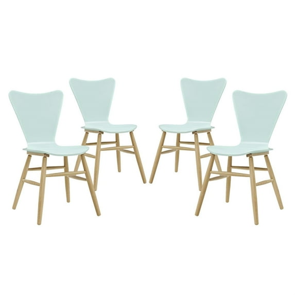 Cascade Dining Chair Set of 4 - Mid-Century Modern Design, Contoured Waterfall Seat, Flared Back, Painted Bentwood, Beechwood Legs, 331lb Weight Capacity