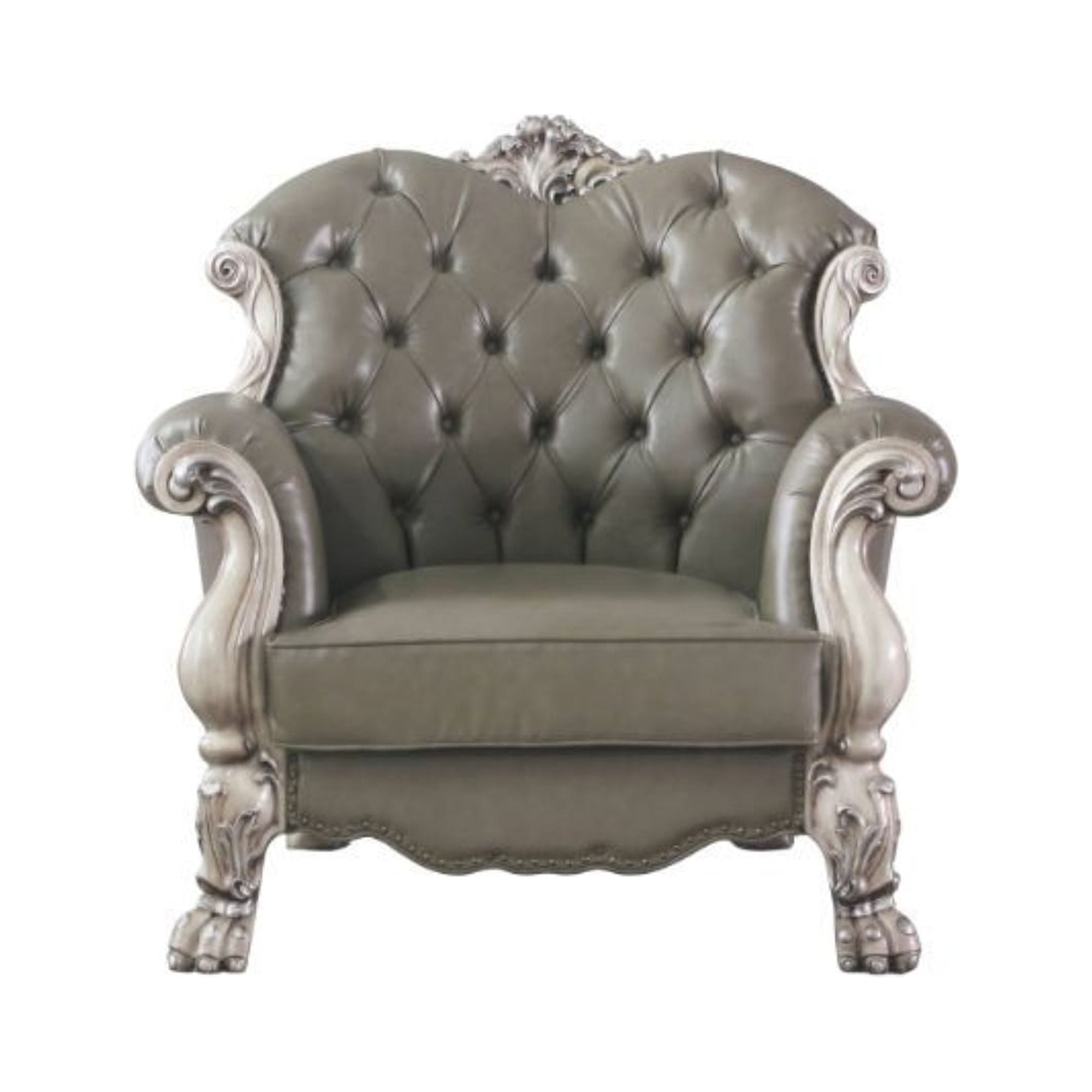 Dresden 45" Vintage Bone White PU Tufted Chair