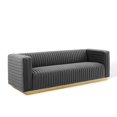 thumbnail image 1 of Ergode Charisma Channel Tufted Performance Velvet Living Room Sofa - Charcoal, 1 of 5