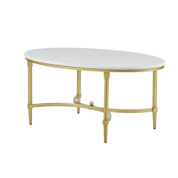 Ergode Coffee Table - Exquisite Traditional Style with White Marble Top and Gold Metal Legs - Add Sophistication to Your Living Room or Home Office - Easy Assembly - Transform Your Space with Opulence