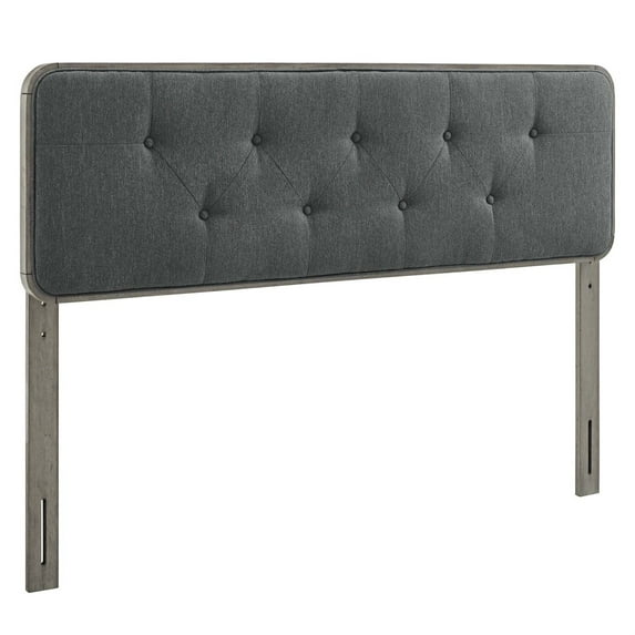 Ergode Collins Tufted Queen Fabric and Wood Headboard - Gray Charcoal
