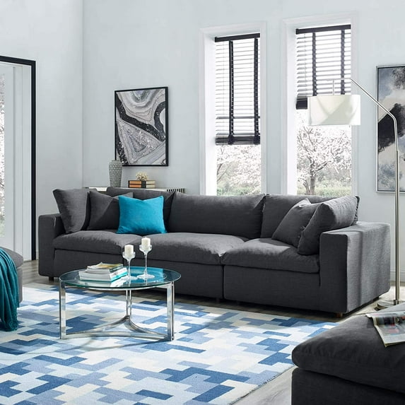 Ergode Commix Down Filled Overstuffed 3 Piece Sectional Sofa Set - Gray