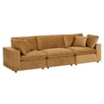 thumbnail image 1 of Ergode Commix Down Filled Overstuffed Performance Velvet 3-Seater Sofa - Cognac, 1 of 5