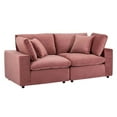 thumbnail image 1 of Ergode Commix Down Filled Overstuffed Performance Velvet Loveseat - Dusty Rose, 1 of 5