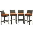 thumbnail image 1 of Ergode Conduit Bar Stool Outdoor Patio Wicker Rattan Set of 4 - Brown Orange, 1 of 1