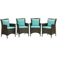 thumbnail image 1 of Ergode Conduit Outdoor Patio Wicker Rattan Dining Armchair Set of 4 - Brown Turquoise, 1 of 2