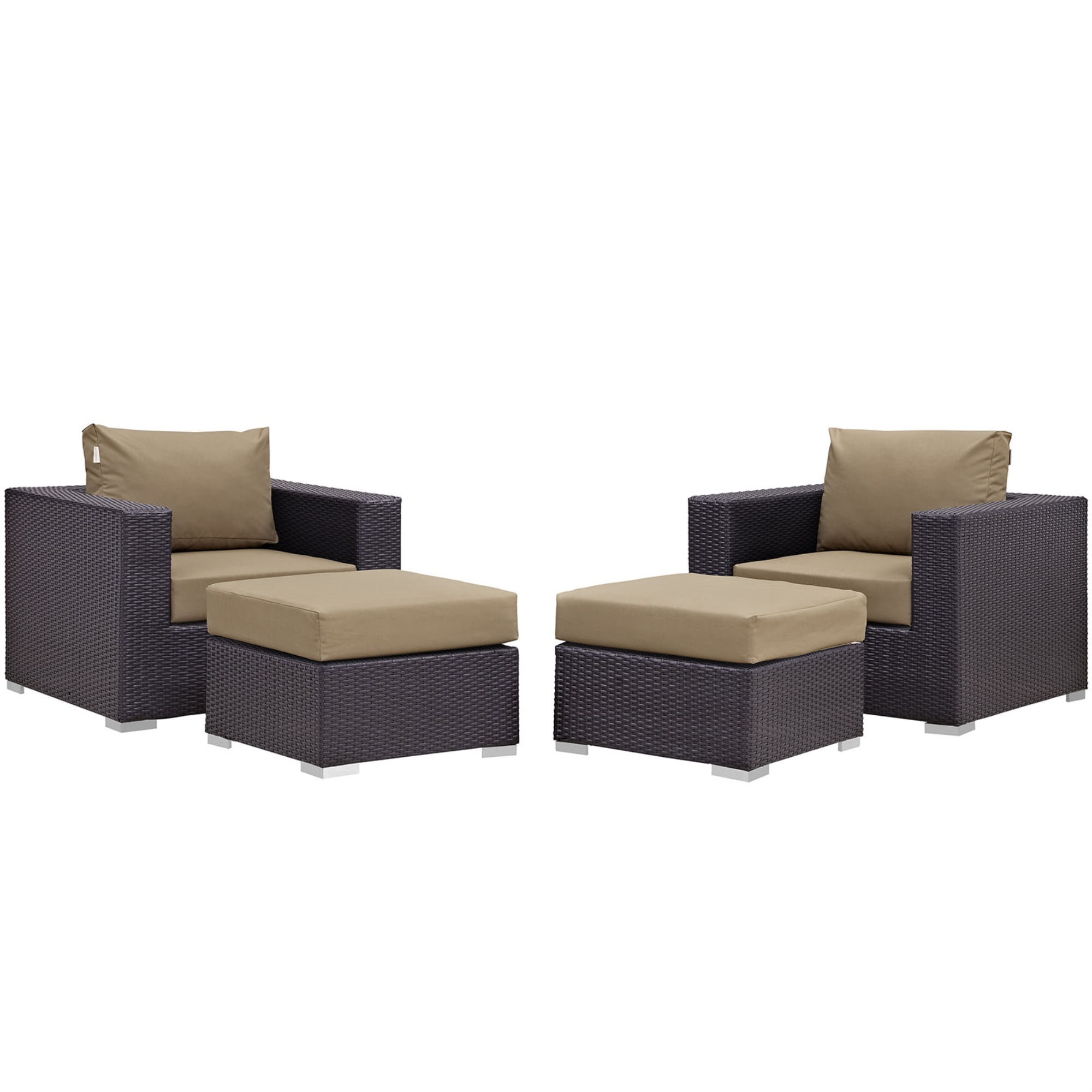 Convene 4-Piece Espresso Mocha Wicker Patio Sectional Set