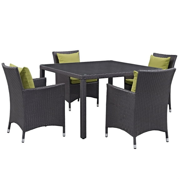 Ergode Convene 5 Piece Outdoor Patio Dining Set - Espresso Peridot