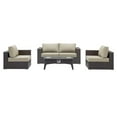 thumbnail image 1 of Ergode Convene 5 Piece Set Outdoor Patio with Fire Pit - Espresso Beige, 1 of 5