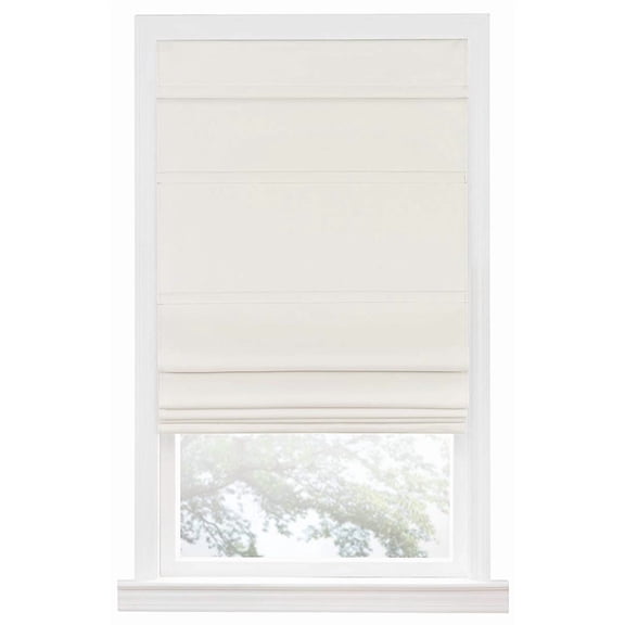 Ergode Cordless Roman 100% Blackout Window Shade 33" W x 64" L, Ivory